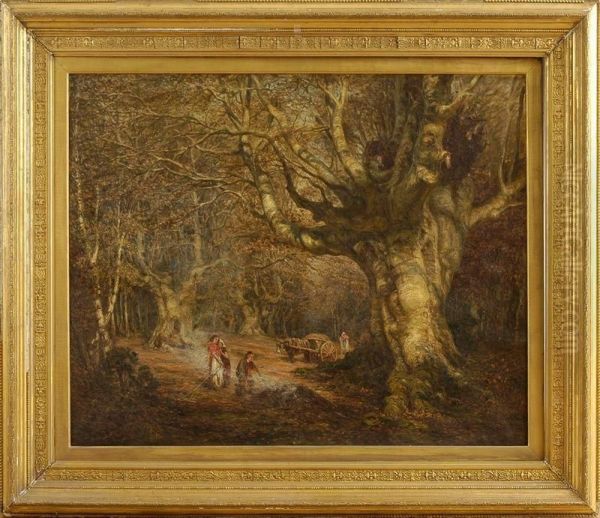 Raking Leaves Oil Painting by William Simpson