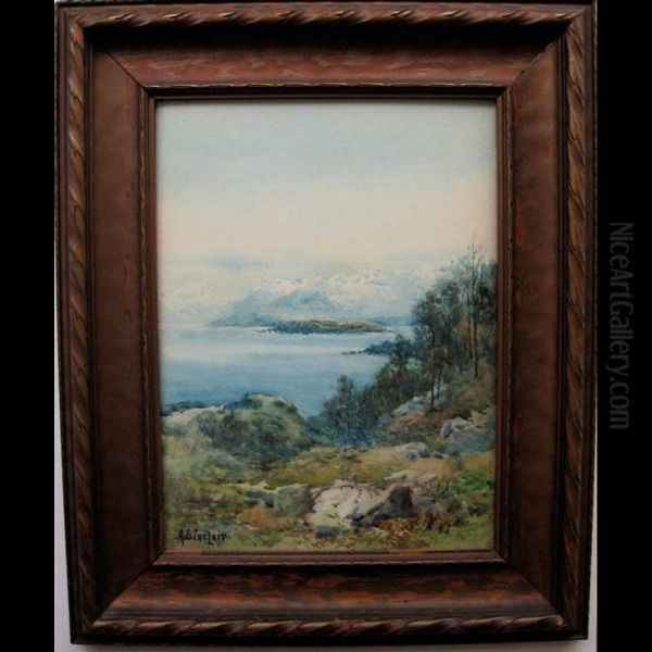 Lake And Mountains Oil Painting by Alfred Sinclair