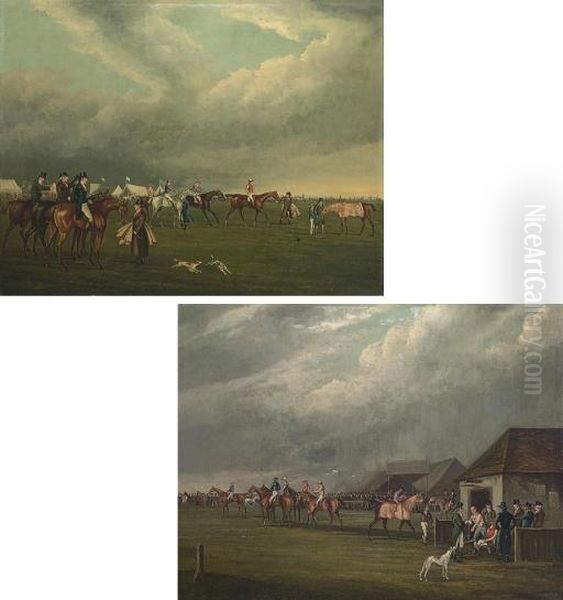 Newmarket Heath; And Weighing In At Newmarket Oil Painting by John Sinclair