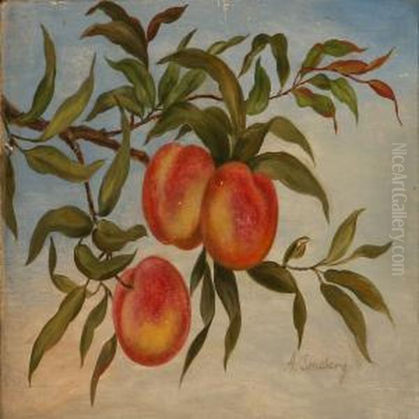 A Twig With Mature Apples Oil Painting by Adamine Sindberg