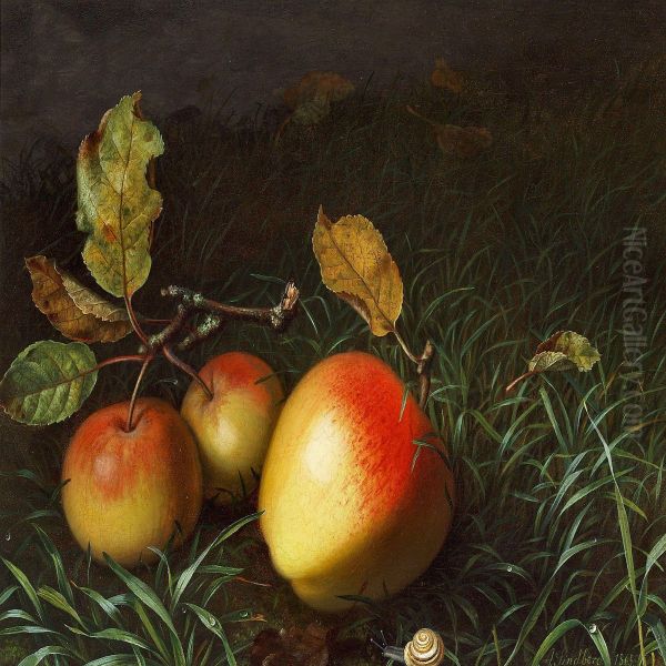 A Forest Floor With Apples And A Snail Oil Painting by Adamine Sindberg