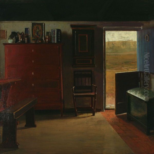 Interior From A Country House Oil Painting by Knud Sinding