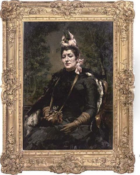 Portrait Of A Lady Oil Painting by Andre Sinet