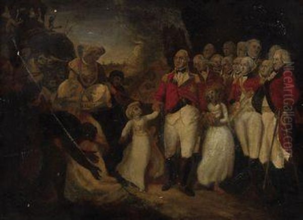 The Right Honourable Charles Marquis Cornwallis Receiving The Sonsof Tipu Sultan As Hostages From The Vakeel Oil Painting by Henry Singleton