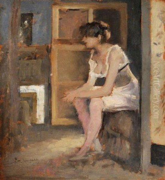 Jeune Fille Assise Oil Painting by Jean Paul Sinibaldi