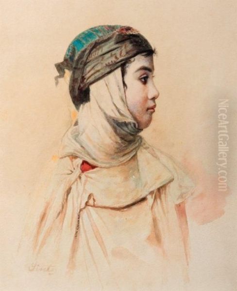 Jeune Algerienne Au Foulard Oil Painting by Joseph Sintes