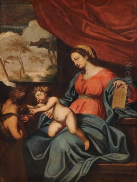 Madonna Con Bambino E San Giovannino Oil Painting by Elisabetta Sirani