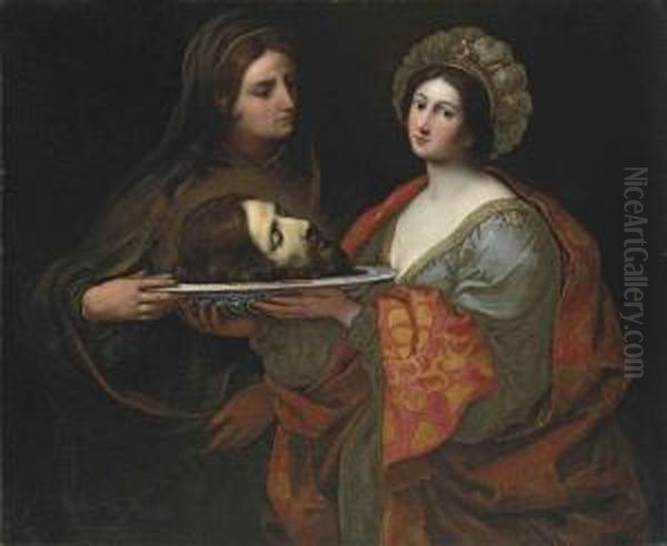 Salome With The Head Of Saint John The Baptist Oil Painting by Giovanni Andrea Sirani