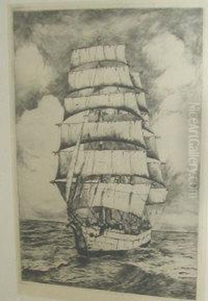 A Barque In Full Sail Oil Painting by Jan Sirks