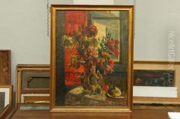 Vaso Di Fiori Oil Painting by Giovanni Sirombo