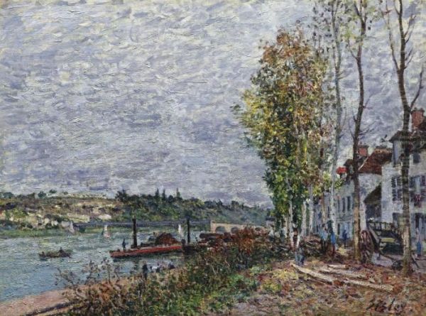 Jour De Brouillard A Saint-mammes Oil Painting by Alfred Sisley