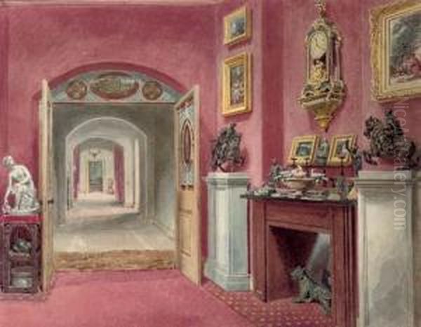 The Anteroom At Rempstone Hall, Nottinghamshire Oil Painting by Sarah Caroline Sitwell