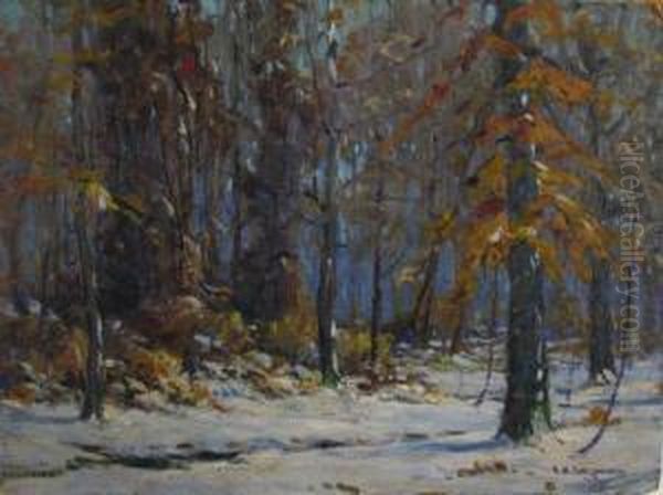 Late Autumn Interior Woods Oil Painting by Edward R. Sitzman