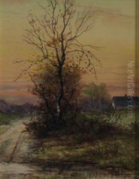 Autumn Landscape With Barn Oil Painting by Edward R. Sitzman