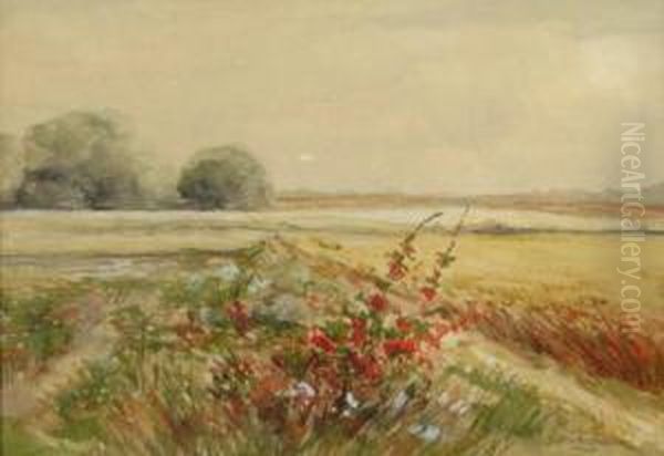 Landscape With Wildflowers Oil Painting by Edward R. Sitzman