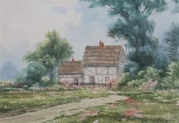 Cottage Oil Painting by Edward R. Sitzman