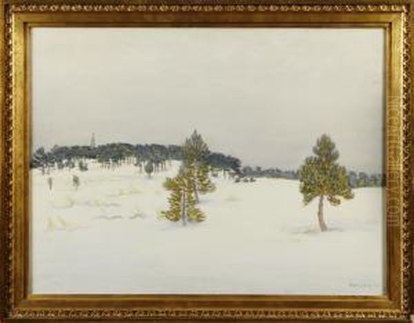 Vinter I Sandhamn Oil Painting by Axel Sjoberg