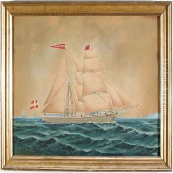 The Danish Brigantine Christian Ix Oil Painting by Lars Petter Sjostrom