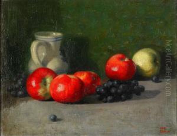 Stilleben Med Apple Oil Painting by Robert Skala