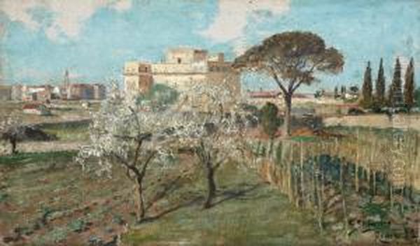 Garden Landscape From Rome Oil Painting by Carl Skanberg