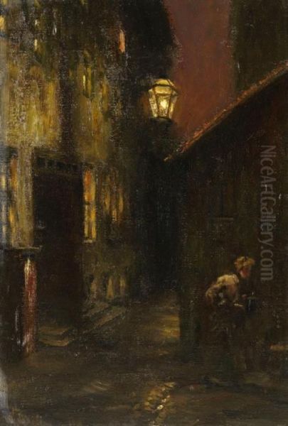 Durchgang In Der Fischerstrasse (berlin) Oil Painting by Franz Skarbina