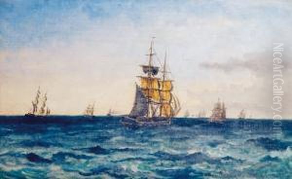 Fra Helsingor 1874 Oil Painting by Edvard Skari