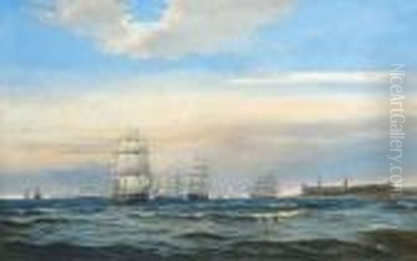 Congested Shipping Lanes Off Kronborg Castle, Denmark Oil Painting by Edvard Skari