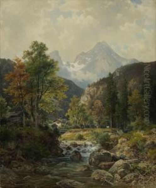 Bei Berchtesgaden. Oil Painting by Ludwig Skell