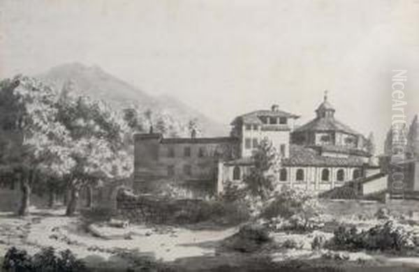 A Monastery Between Ariccia And Genzano Oil Painting by Jonathan Skelton