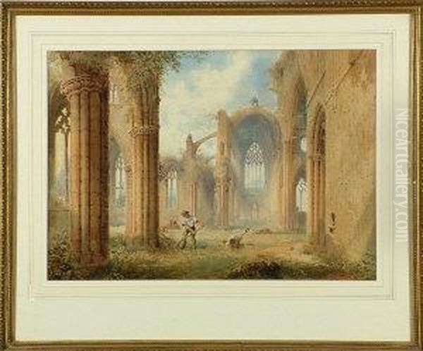 Melrose Abbey Oil Painting by Joseph Skelton