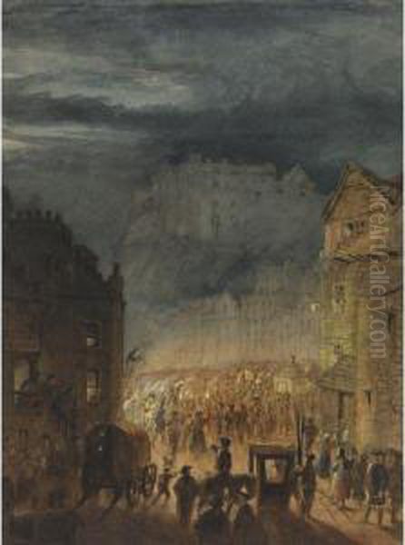 The Porteus Riots - A Scene From The Heart Of The Midlothian Oil Painting by James Skene Of Rubislaw