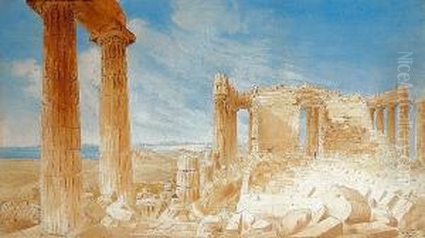 Interior Of The Parthenon Oil Painting by James Skene Of Rubislaw