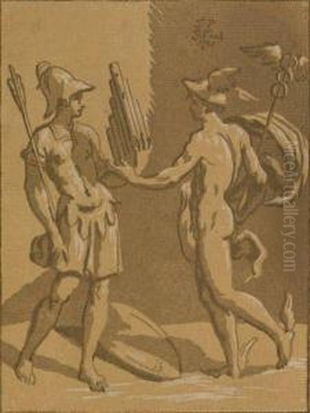 Mercury Speaking To A Warrior Oil Painting by John Skippe