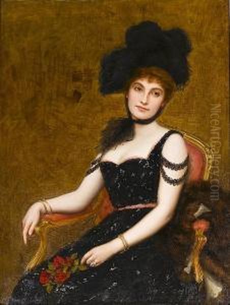 An Elegant Lady Oil Painting by Frank Markham Skipworth