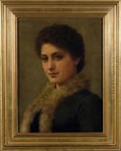 A Half Length Portrait Of Mabelvivian Millett, Aged 21 Years Oil Painting by Frank Markham Skipworth