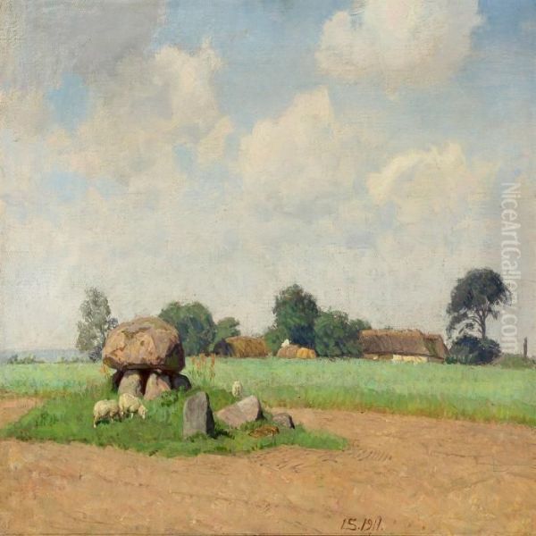 Landscape With A Dolmen Oil Painting by Joakim Skovgaard