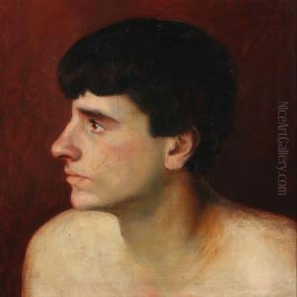 Portrait Of Man With Black Hair Oil Painting by Joakim Skovgaard