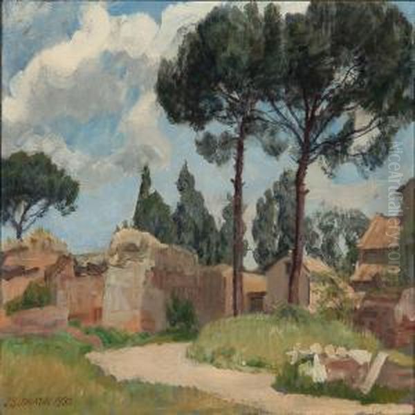 View Of The Palatine Hill In Rome Oil Painting by Joakim Skovgaard