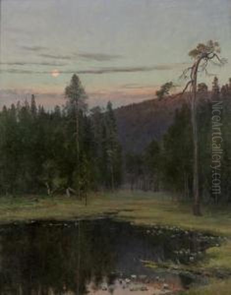 Evening By A Pond Oil Painting by Christian Eriksen Skredsvig