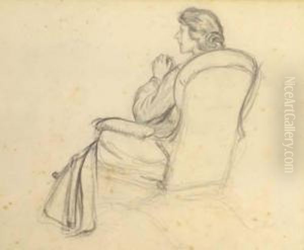 School.- Study Of A Seated Woman by A. H. Slade