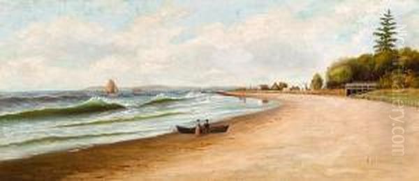 Beach At Ventura, California Oil Painting by Albert Horatio Slade