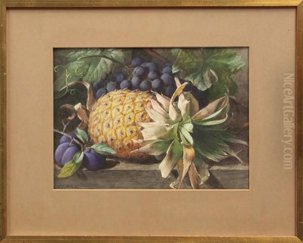 Pineapple And Plums Oil Painting by Charles Henry Slater