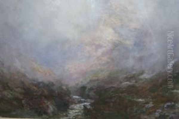 Misty Moorland Landscape At Sunrise Oil Painting by John Frederick Slater