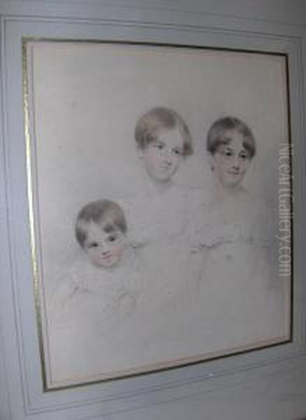 Portrait Of Three Children Oil Painting by Josiah Slater