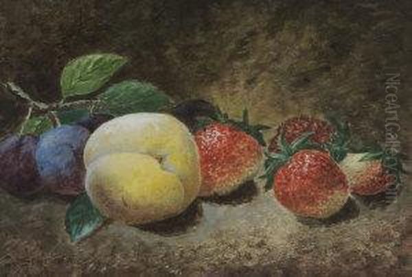 Still Life With Plums And Strawberries Oil Painting by Josiah Slater