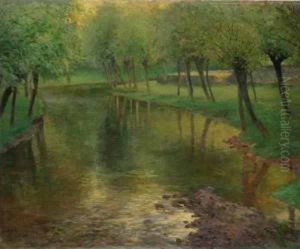 On The Okor Creek Oil Painting by Antonin Slavicek