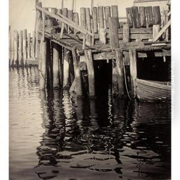 The Landing Stage, Circa 1907 Oil Painting by R.L. Sleeth