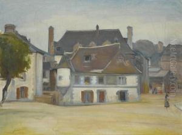 Scene De Village Oil Painting by Wladyslaw Slewinski