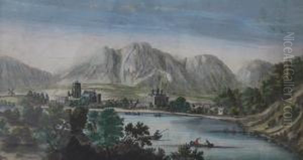 The Prospect Of Dunkeld Oil Painting by John Slezer