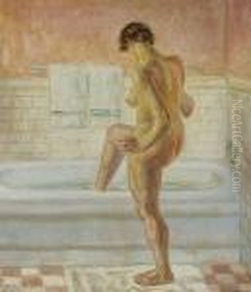 Woman Entering Bath Oil Painting by John Sloan